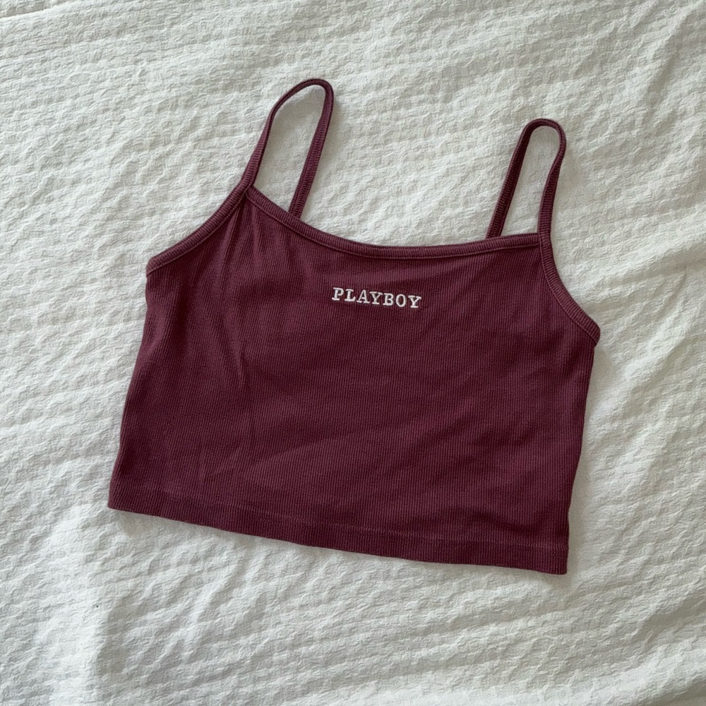 Playboy Maroon Ribbed Tank